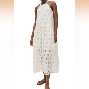 Madewell Embroidered Drop-Waist Maxi Dress floral eyelet size large sleeveless